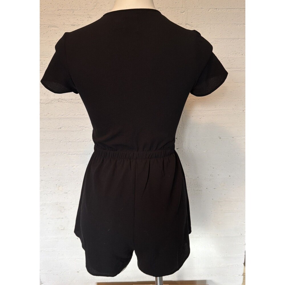 Boho Sporty Chic Grunge Night Out Princess Polly Ragnar Tie Front Romper Black 2 - Picture 5 of 8